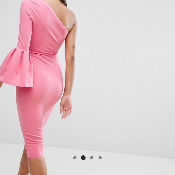 ASOS one shoulder pink midi dress - Picture 2 of 4